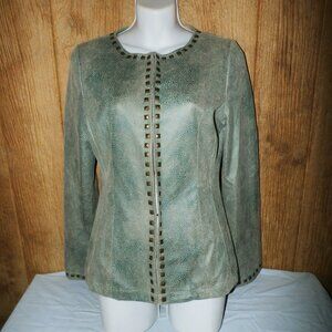 Panhandle Powder River Outfitters Jacket Aztec Western Blue Studded Blazer Small